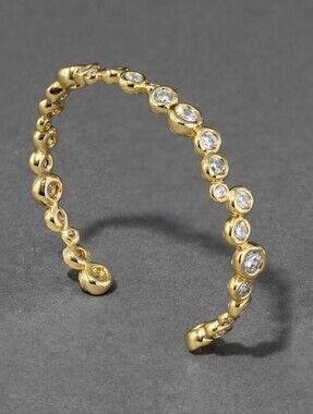 Alexis Bittar Gold Crystal Bezel-Set Cuff Bracelet